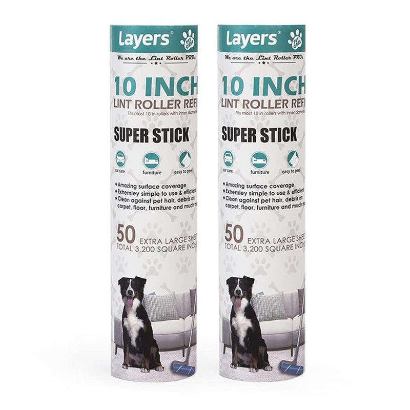Layers 2 Pack Large Lint Roller Refill Suitable for Most Large Rollers mega Roller 10 in Wide Rollers in The Market